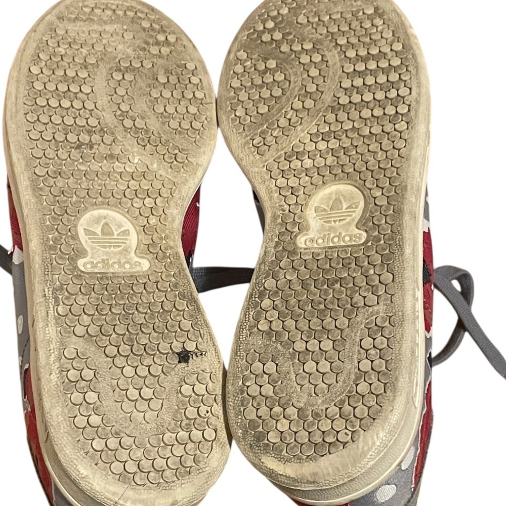Adidas Stan Smith Floral Art Red and Gray Poppy Sneakers - Picture 9 of 11